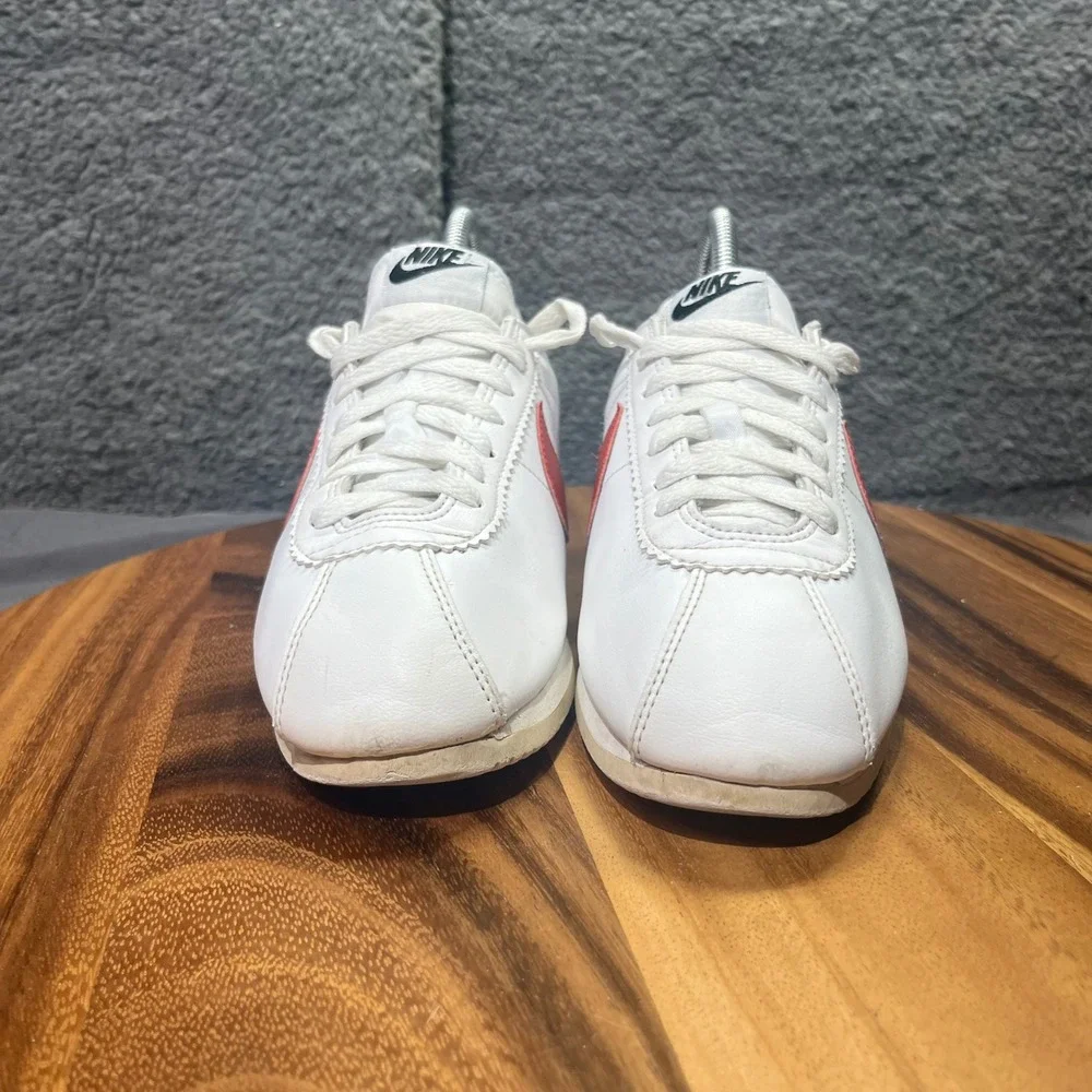 Nike Cortez Classic White Red Blue Leather Womens Casual Sneakers Shoes Size 7.5